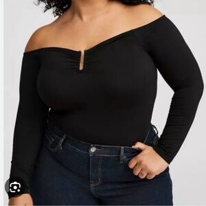 Torrid Sexy Black Off-Shoulder U Bar Top